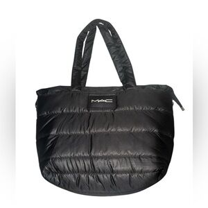 MAC Cosmetics Black Nylon Puffer Tote Bag W/ Shoulder Strap